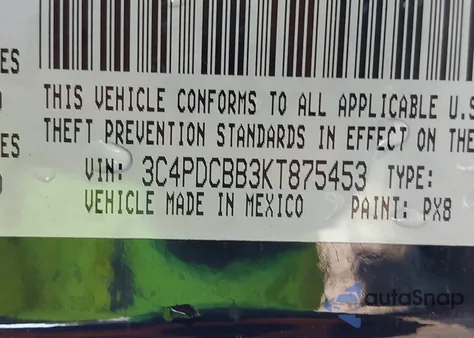 2019 Dodge Journey Se z USA, uszkodzony, nr VIN 3C4PDCBB3KT875453